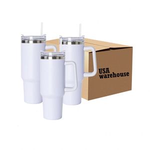 40oz Double Walled BPA Free <b>Thermos</b> Sports Water <b>Bottle</b> White Blank Sublimation Insulated Travel Mug Tumbler with Lid and Straw - Product Image 1