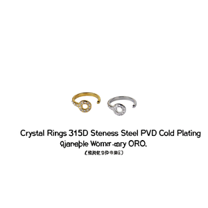 แหวนคริสตัล สแตนเลสสตีล 316L ชุบทอง PVD ปรับขนาดได้ เครื่องประดับผู้หญิง ORO - Product Image 2