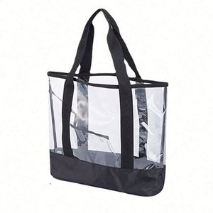 Bolsa de Mano Transparente de Gran Capacidad, con Estampado de Letras, Bolsa de Playa de PVC Transparente, Bolsa de Hombro para Viaje, Compras - Product Image 1