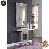 Nouvelle conception Table console rectangulaire haut de gamme avec diamants écrasés et miroir