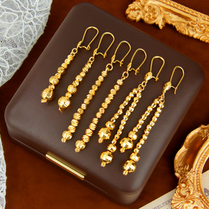 Nouvelles Boucles d'Oreilles Pendante Dorées Tendance 2026, Plaqué Or 21 carats, Perles Dorées de Dubaï, Cadeau pour Femme - Product Image 5