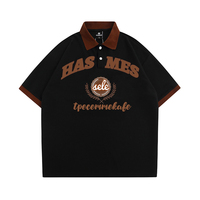 Polos sueltos de malla de piqué de algodón de estilo universitario personalizados con logotipo bordado para hombre