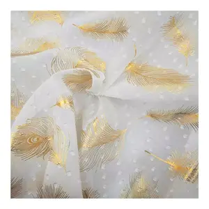 2023 Shaoxing Pengda Textiel 100% Polyester Gold Print Snowflake Dot Gold Stempelen Chiffon Stof