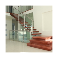 Escalier flottant traditionnel en acier inoxydable et verre trempé sans cadre, solution personnalisée pour villa et appartement, garantie 5 ans