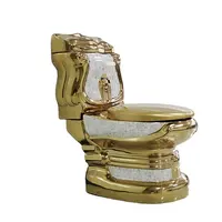प्राचीन डिजाइन रॉयल शैली लक्जरी सोने के रंग चढ़ाया दो टुकड़ा शौचालय का कटोरा चीनी मिट्टी