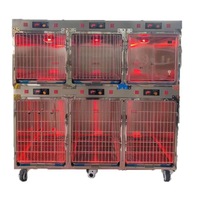PJDY-06 Cage pour animaux de compagnie en acier inoxydable personnalisable avec lumière chaude et affichage de la température pour chats, chiens, usage en clinique vétérinaire