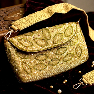 Stylish Designer Beaded Clutches for Women Handmade Pearl Work Bridal Wedding Party Evening Purse Ethnic Fashion Accessory - Product Image 1