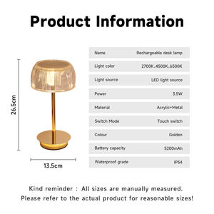 モダンなランプホーム装飾調光可能ベッドサイド調整可能高輝度LEDクリスタルテーブルランプ小売ホテルコーヒーショップ - Product Image 6