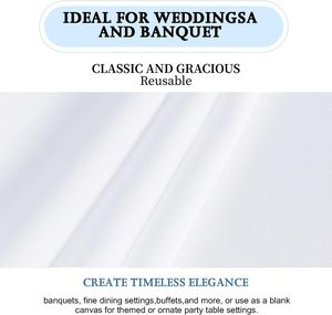 6 Ft Handmade <b>Rectangle</b> <b>Tablecloth</b> Washable 100% Polyester OEKO-TEX Certified Durable Good Plain Dyed White Banquet Wedding - Product Image 5
