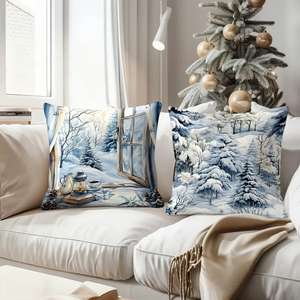 Những chiếc gối trang trí hình xứ sở thần tiên mùa đông ấm cúng tô điểm cho chiếc ghế sofa trang nhã với những chiếc tất Giáng sinh và những chiếc gạc tuần lộc. - Product Image 4