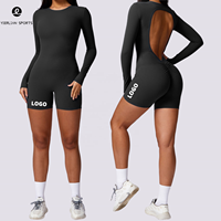Combinaison amincissante une pièce en tissu nu à manches longues, élastique, yoga, danse, entraînement, fitness, combinaison