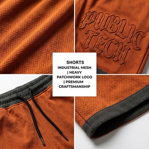 Custom Applique Embroidery Logo Streetwear Basketball Polyester Gym Sports Oversized Baggy Mesh Men's Shorts with <b>Elastic</b> Waist - Product Image 2