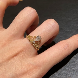 Anillo de Corona Clásico de Oro Amarillo Sólido de 18K con Diamantes Cultivados en Laboratorio Aazuo, Joyería Vintage para Mujer, Regalo de Amor de Alta Gama para Fiestas - Product Image 5