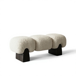 Banc de repos design moderne en sherpa doux pour <span class=keywords><strong>entrée</strong></span>, tabouret de chambre, ottoman, ou banc de bout de lit pour personnes âgées, idéal pour centre commercial - Product Image 4