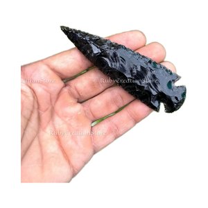 Punta de Flecha de Obsidiana Negra Tallada a Mano para Decoración con Piedras Preciosas: Rituales, Sanación, Exhibición de 3 a 6.5 Pulgadas para Regalos - Product Image 3