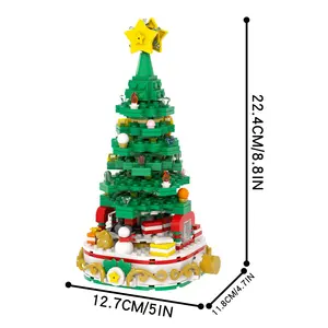 MOC1345 kit bangunan pohon Natal Stocking ornamen dekoratif mainan set bata bangunan mainan anak-anak christima hadiah ornamen