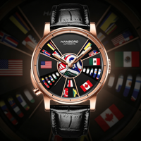 Montre automatique HANBORO pour homme, édition limitée, montre mécanique à bracelet en cuir noir, montre de football pour le sport