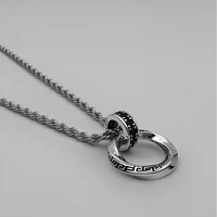 Collier pendentif Hisera en acier titane avec chaîne en corde pour unisexe, style rétro, tendance INS, polyvalent, hip-hop