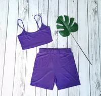 Nouveautés 2026 : Ensemble de survêtement d'été deux pièces pour femme, couleur unie, avec débardeur court sexy et short, tenue de détente