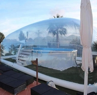 Enceinte de piscine gonflable transparente pliable en PVC avec couverture
