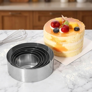 Cercle à pâtisserie en acier inoxydable pour mousse, moule à gâteau rond, fournitures de boulangerie, découpe-gâteau, pour la cuisson - Product Image 1