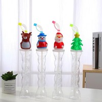 Gobelets à boire de 12 oz, gobelets à slushy en forme de spirale, bouteilles avec pailles et couvercles, motifs Père Noël, sapin, cerf/animal pour jus