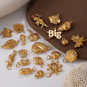 Ciondolo in Acciaio Inossidabile Placcato Oro 18K, Accessori Geometrici Personalizzabili per Creazione di Gioielli, Vendita all'Ingrosso - Product Image 2