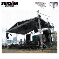 Sistema de armazón de techo de aleación de aluminio portátil certificado TUV, Perno de escenario, concierto triangular, escenarios móviles, soporte de armazón de iluminación cuadrada