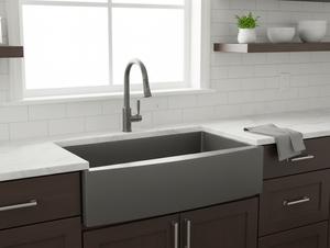 Fregadero de Cocina Rústico de Acero Inoxidable Sólido Premium, Tipo Apron Front, Hecho a Mano, Acabado Martillado o Cepillado, Tazón Profundo - Product Image 3