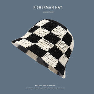 Gorro de cubo de frijol hueco de ganchillo de punto personalizado, gorro de ganchillo hecho <span class=keywords><strong>a</strong></span> mano de alta calidad, gorro tejido - Product Image 3
