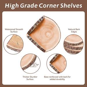 나무 소박한 작은 코너 선반 3pcs 라이브 EDG 플로팅 선반 코너 침실/욕실/거실 벽걸이 형 선반 - Product Image 3