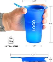 Gobelet pliable en TPU souple, gobelet à eau ultraléger de 200 ml (6,8 oz) pour les voyages, la randonnée, la course à pied, le marathon, avec crochet