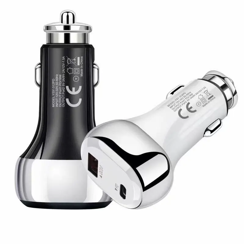 QC3.0 PD38W 20W Quick car charger Dual ports 20W USB-C PD fast car charger for iPhone 12 13