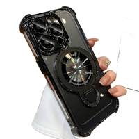Coque de téléphone magnétique anti-chute personnalisée pour iPhone 17 Pro avec support et coins électroplaqués, coque de téléphone mobile antichoc