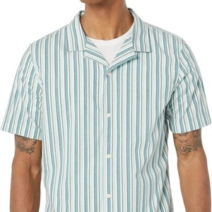 Men's Slim-Fit Short-Sleeve Button-<b>Down</b> Vacation Shirt 100% Cotton Breathable Custom Logo ODM Stand Collar Summer Print Knitted - Product Image 5