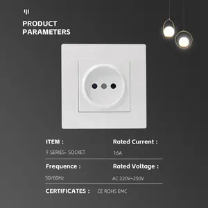 Avrupa standart priz elektrik rusya duvar soket ve anahtarı PC paneli 16A 250V avrupa standart tek priz