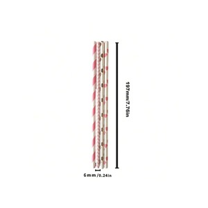 Pink And Gold Paper Straws 7 Inch Biodegradable Party Drinking Straws Fashionable Straight Pipe - Product Image 2