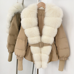 OFTBUY <strong>Belt</strong> Big Natural Fox Fur Fluffy <strong>Puffer</strong> <strong>Jacket</strong> Women New Autumn Winter Top Clothes Female Thick Warm Real Fur Down Coat - Product Image 4