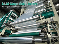 Ligne de production de films soufflés multicouches par coextrusion avec système d'anneau d'air