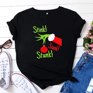 Stink Stank Stunk Joyeux Noël T-shirt Femme Drôle Graphique T-shirt Femmes Esthétique Vêtements Hiver Basic Tshirt