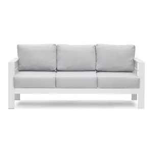 3 Seat Couch Comfy Triple White Aluminum Patio Sofas For Outdoors