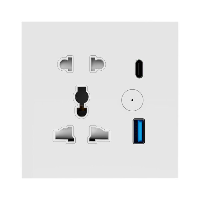 Wall Socket USB Outlet 2 Ports Wi-Fi Smart Switch with Remote Control Kids Protection Power Outlet