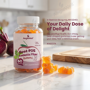 Aeglewell OEM Gummies de Fibres Prébiotiques FOS de Betterave Végétaliennes Sans Gluten Betterave Naturelle <span class=keywords><strong>pour</strong></span> la Santé Digestive et Intestinale - Product Image 3