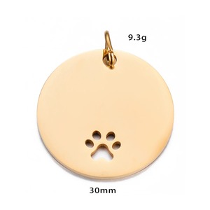 Pendentifs ronds creux en acier inoxydable poli miroir 25mm/30mm, breloques en forme de patte d'animal, plaques d'identification vierges pour chiens, 6 couleurs, vente en gros - Product Image 4