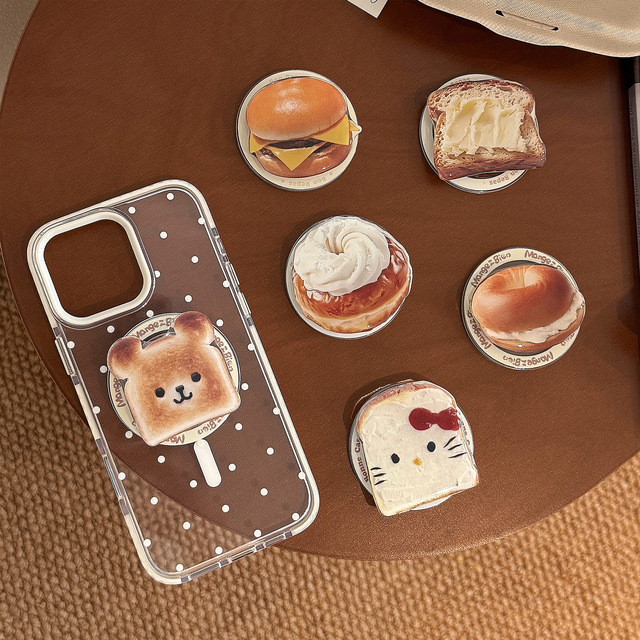 Cute Cartoon TPU Shockproof Phone Case Built-in Grip for Two-Handed Gaming Foldable Desktop Viewing On-the-Go Use for for