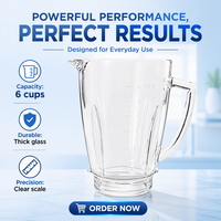 Bol de remplacement carré en verre sodocalcique pour mixeur, 1,25 L (42 oz), ajustement précis pour Oster, conforme aux normes FDA, prix promotionnel