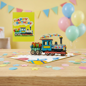 Nouvelle carte de vœux créative 3D en papier, motif animalier, style train, faite à la main, pour anniversaire, décoration intérieure, Nouvel An 2025 - Product Image 5