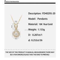 Pendentif en or massif pour femme, collier Style classique, en or véritable, diamant massif, 18K, vente en gros, bijoux chinois, x1418kt