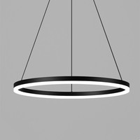 Lampu Gantung LED Minimalis Bulat Alu, Dapat Diredupkan, Tinggi Dapat Disesuaikan, Warna Hitam, untuk Dekorasi Rumah dan Hotel