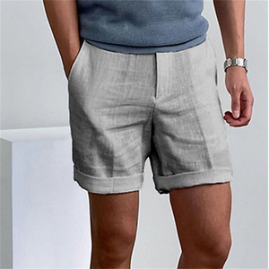 Ready to Ship <strong>Men</strong> Clothes Solid Color Summer <strong>Shorts</strong> Casual <strong>White</strong> <strong>Linen</strong> <strong>Shorts</strong> 2024 - Product Image 2